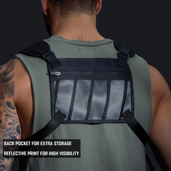 Water Resistant Chest Pack - Running Vest for Workouts, Running Phone Holder Ext - Picture 6 of 8